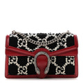 Gucci Tweed GG Monogram Small Dionysus Shoulder Bag Black White Romantic Cherry