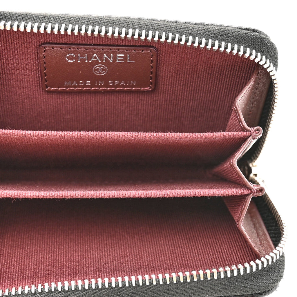 Caviar Quilted Zip Coin Purse Black