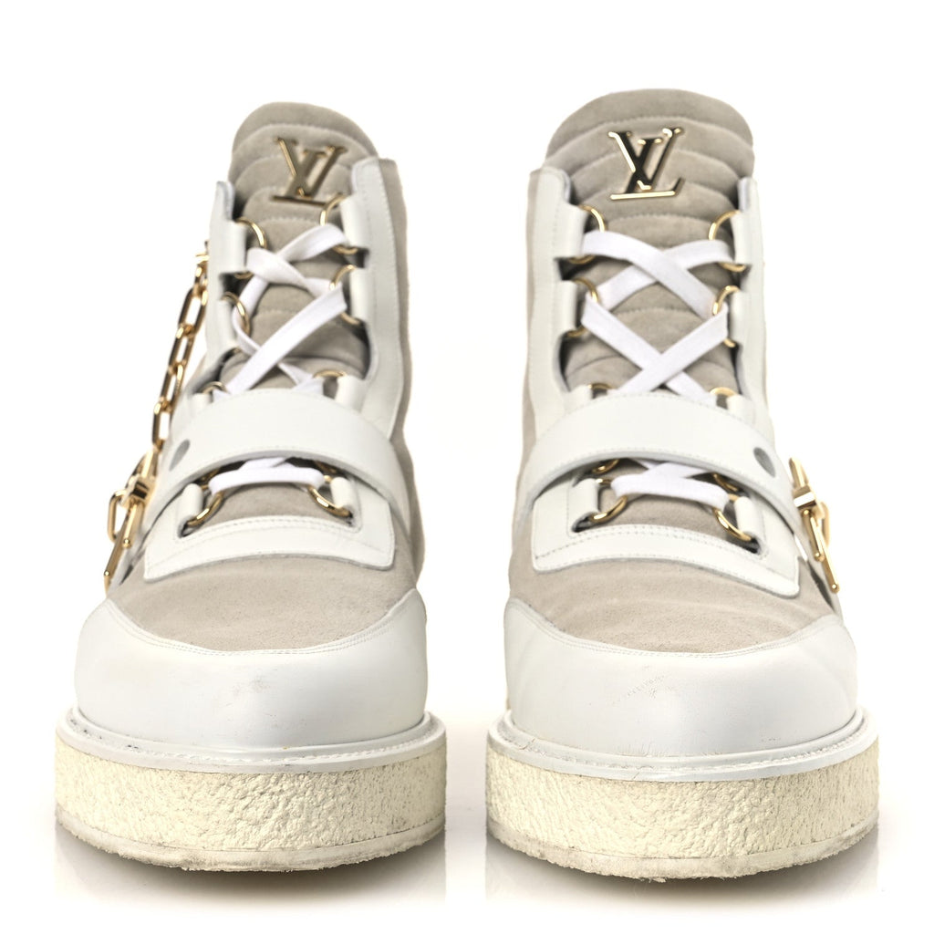Louis Vuitton Calfskin Suede Mens Creeper Ankle Boots 9 White