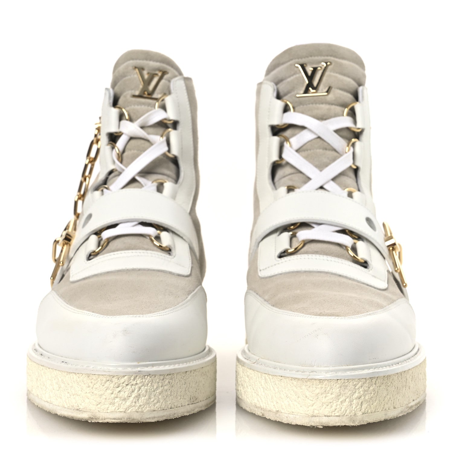 Louis Vuitton Calfskin Suede Mens Creeper Ankle Boots 9 White