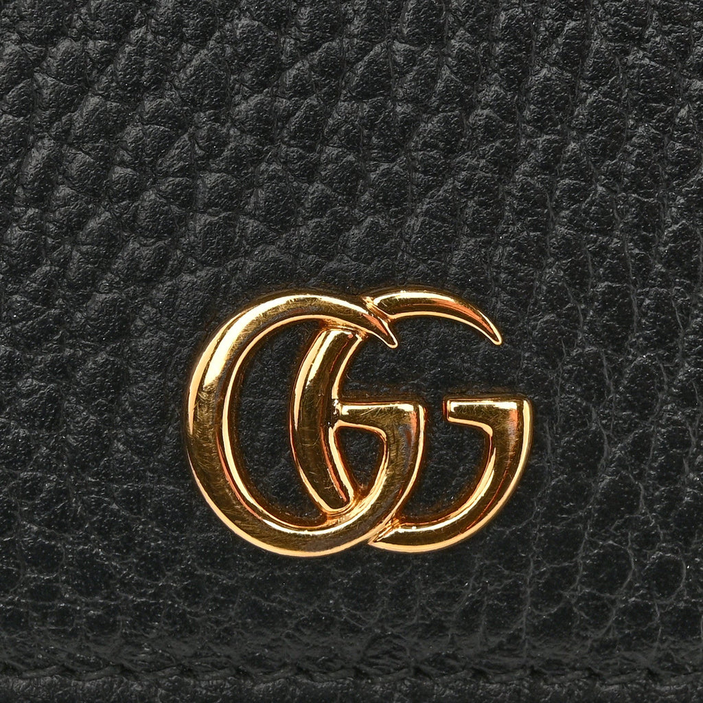 Gucci Dollar Calfskin Mini GG Marmont Chain Wallet Black