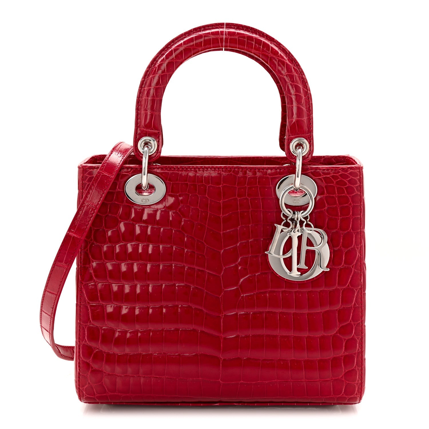 Christian Dior Alligator Medium Lady Dior Red