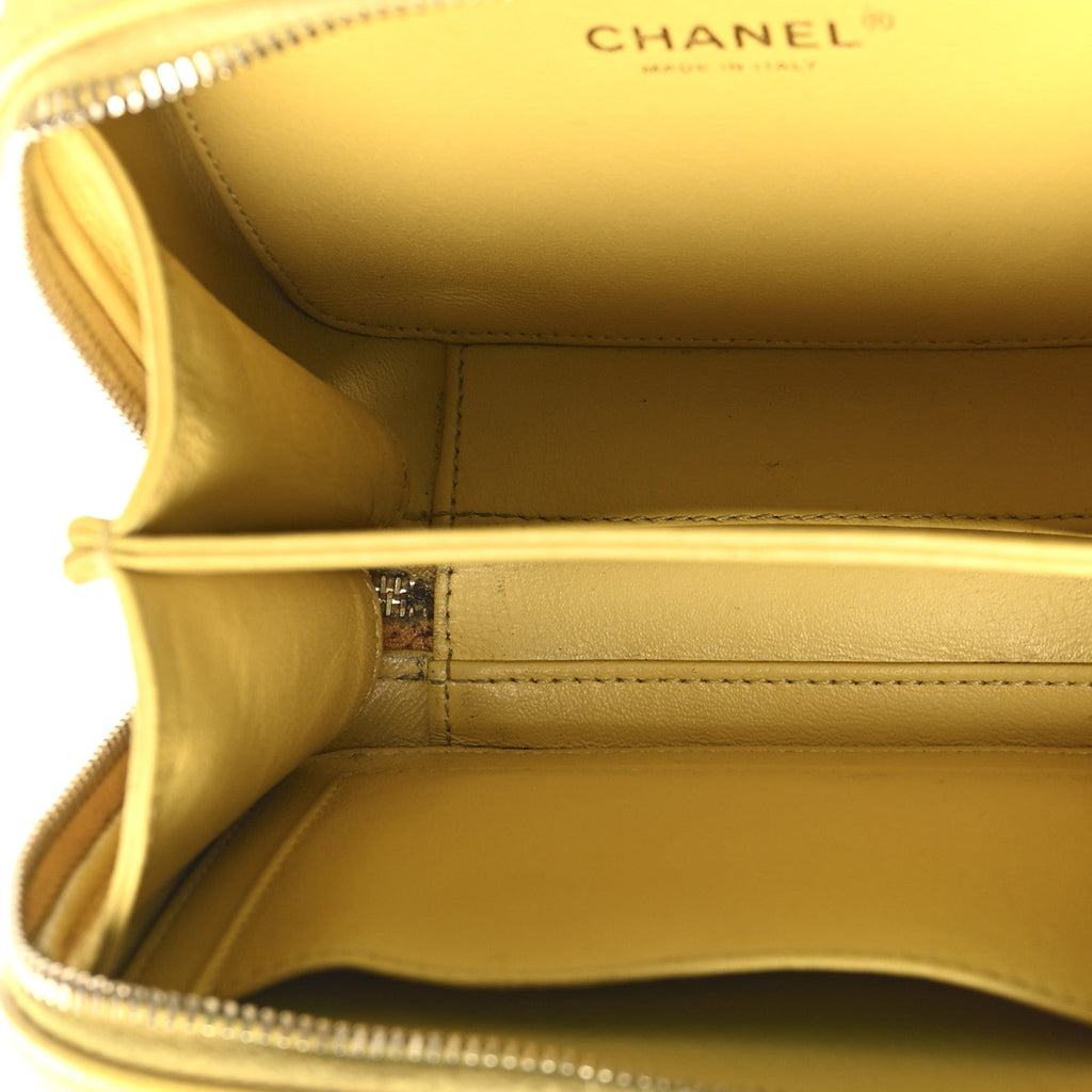 Chanel Caviar Quilted Small CC Filigree Vanity Case Yellow