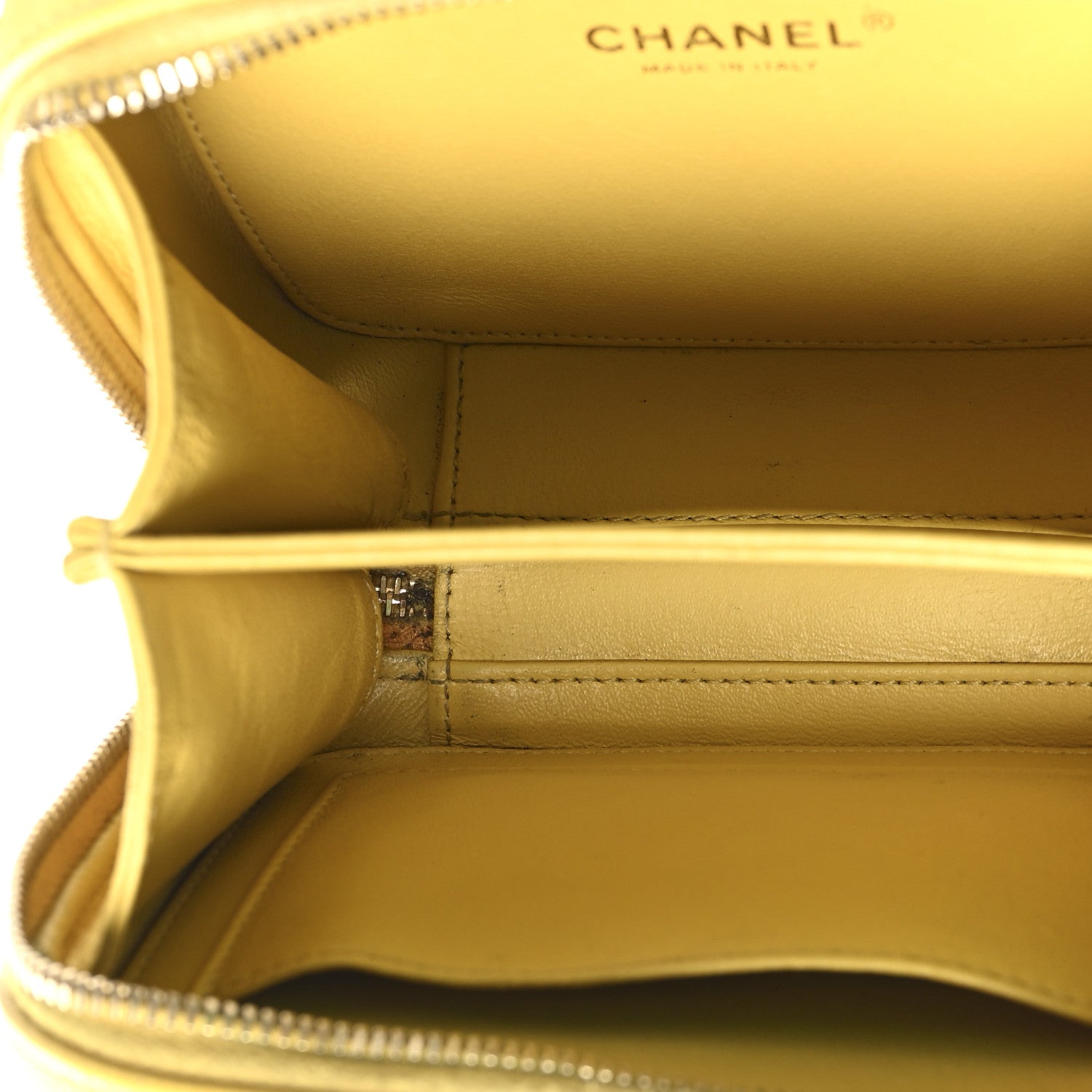 Chanel Caviar Quilted Small CC Filigree Vanity Case Yellow