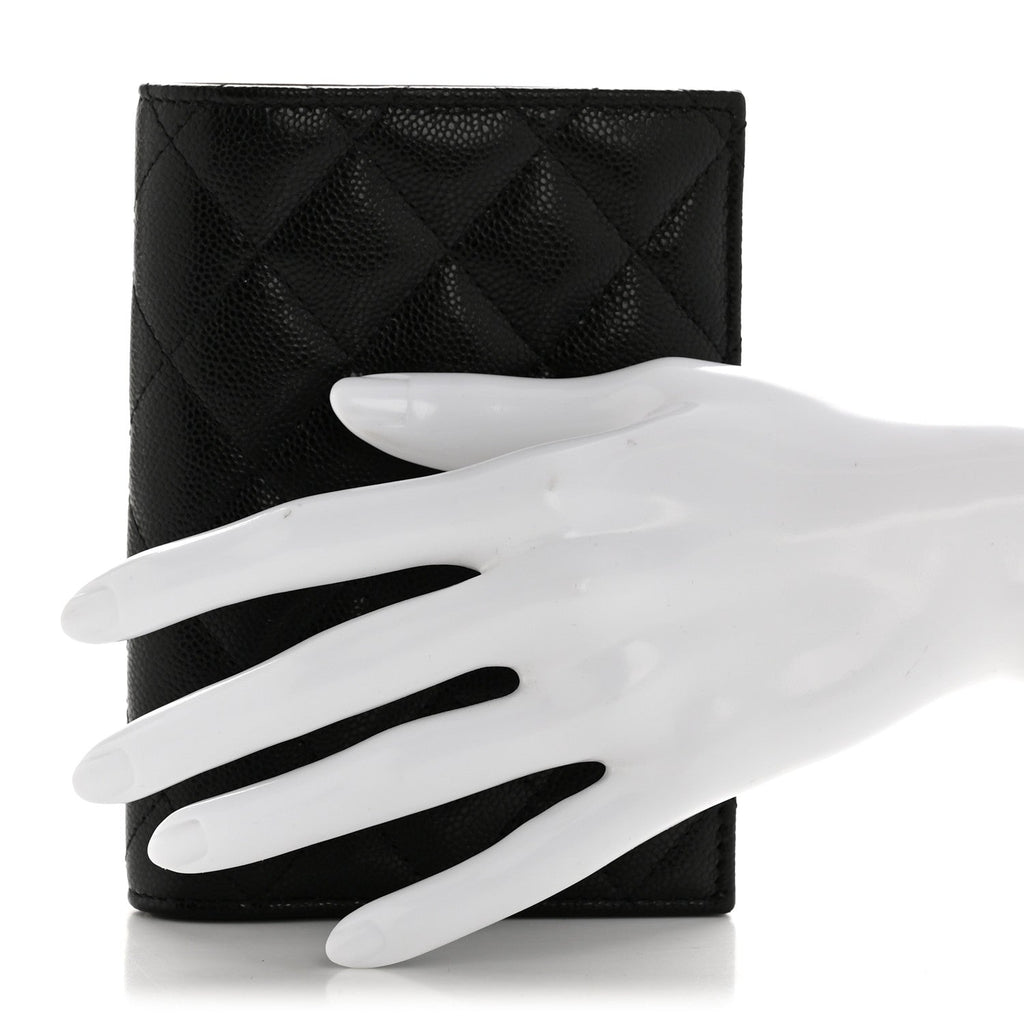 Caviar Quilted Passport Holder Black