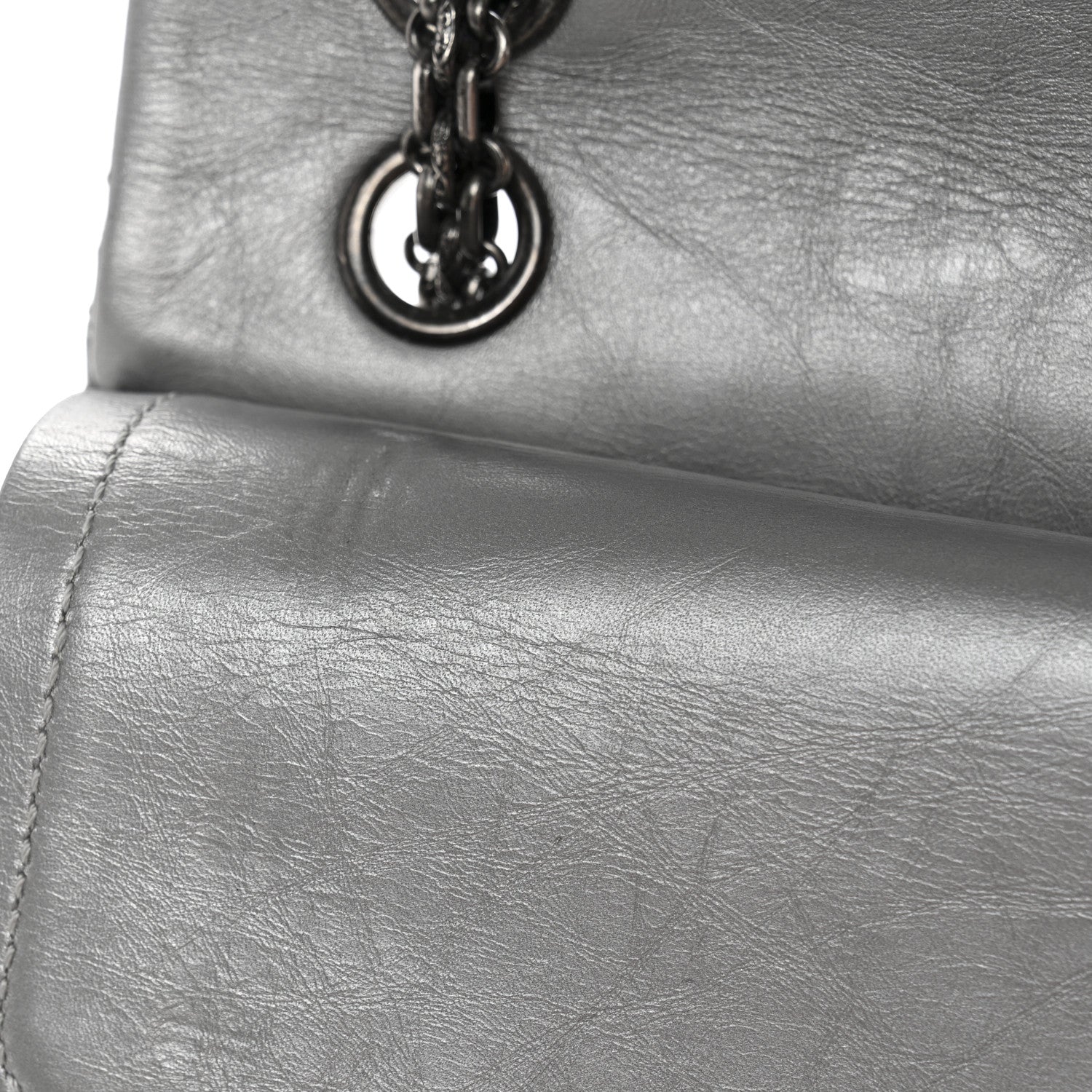 Chanel Metallic Aged Calfskin Quilted 2.55 Reissue 226 Flap Silver