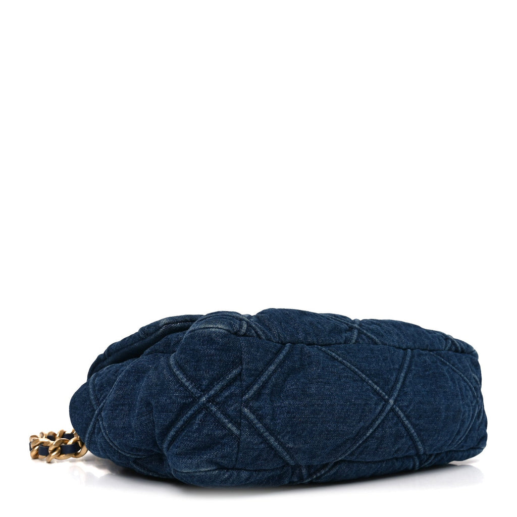 Chanel Denim Quilted Large Chanel 19 Flap Blue