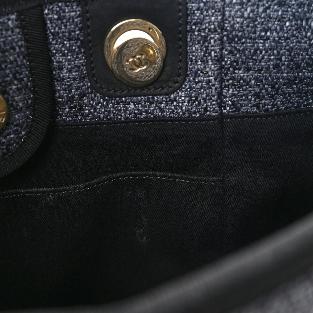 Chanel Lurex Boucle Mini Deauville Tote Black