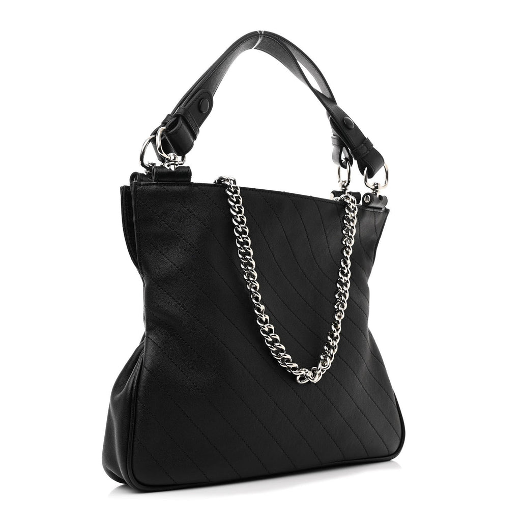 Gucci Sakai Be Green Calfskin Diagonal Stitched Small Blondie Tote Black
