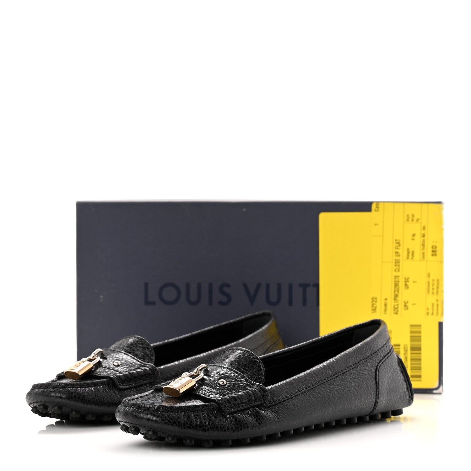 Louis Vuitton Grained Calfskin Close Up Flat Loafer 37 Black