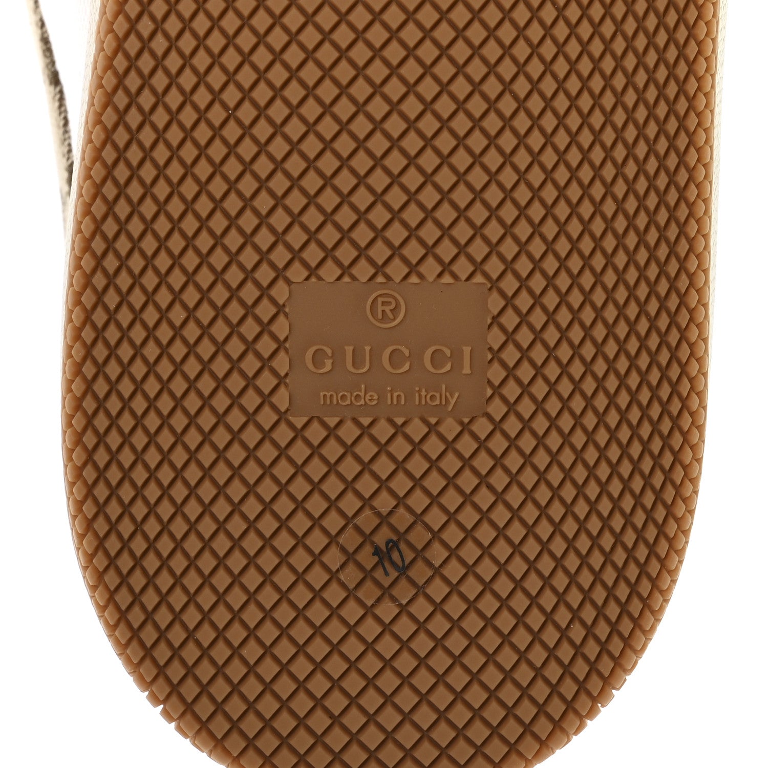 Gucci GG Supereme Monogram Calfskin Web Mens Screener Sneakers 10 Beige Ebony White Shine Purple