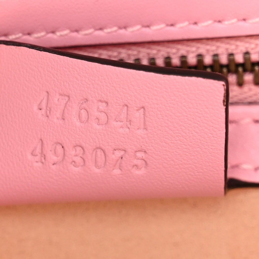 Gucci Calfskin Sylvie Web Small Queen Margaret Top Handle Bag Sugar Pink