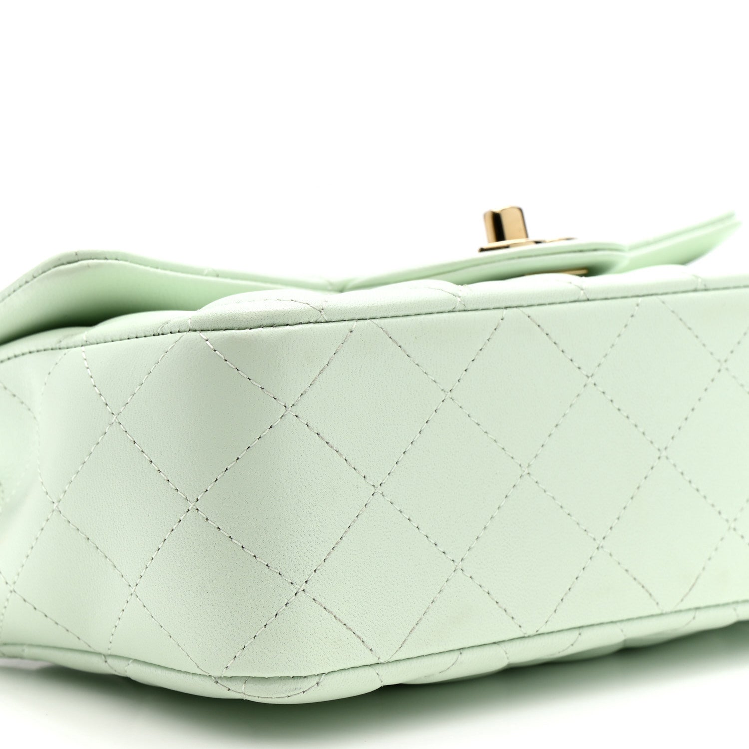 Chanel Lambskin Quilted Mini Rectangular Flap Light Green