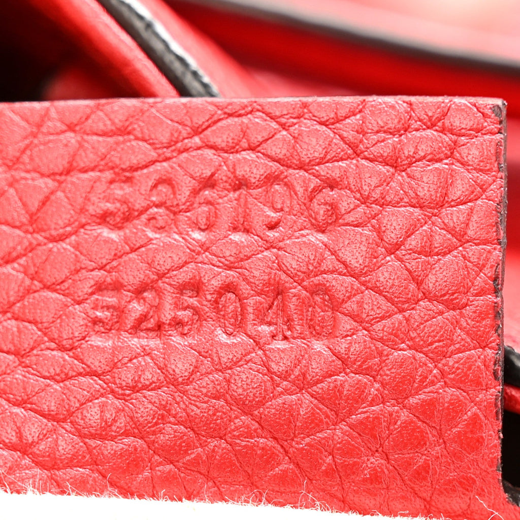 Gucci Pebbled Calfskin Medium Soho Chain Shoulder Bag Tabasco Red