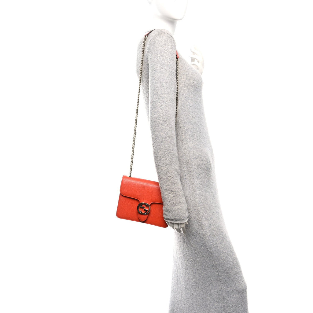 Gucci Dollar Calfskin Small Interlocking G Shoulder Bag Sun Orange