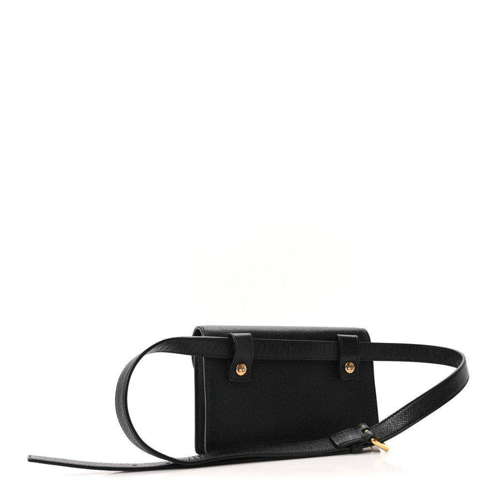Christian Dior Grained Calfskin Saddle Belt Bag Black
