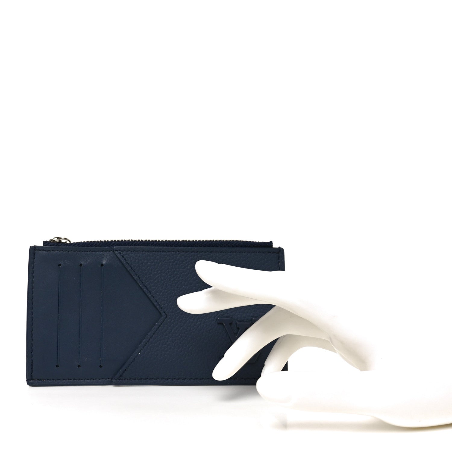 Louis Vuitton Calfskin Aerogram Coin Card Holder Navy Blue