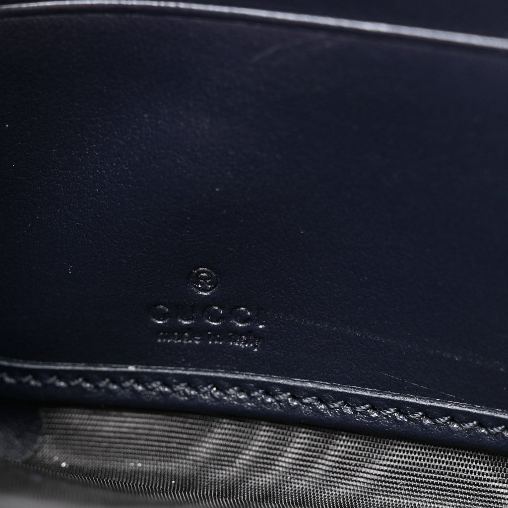 Gucci Canvas Azalea Calfskin Horsebit 1955 Zip Around Wallet Beige Blue