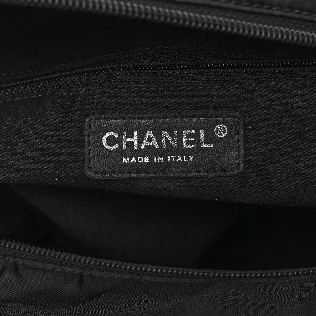 Chanel Nylon Calfskin Quilted CC Paris New York Tote Bag Black
