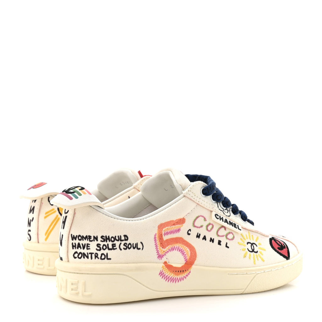 Chanel x Pharrell Williams Canvas Womens Sneakers 35 White Multicolor