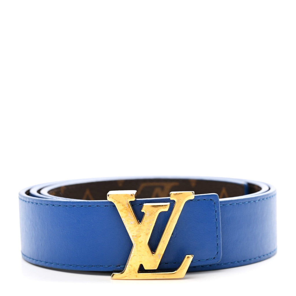 Louis Vuitton Calfskin Monogram 30mm LV Initiales Reversible Belt 80 32 Blue