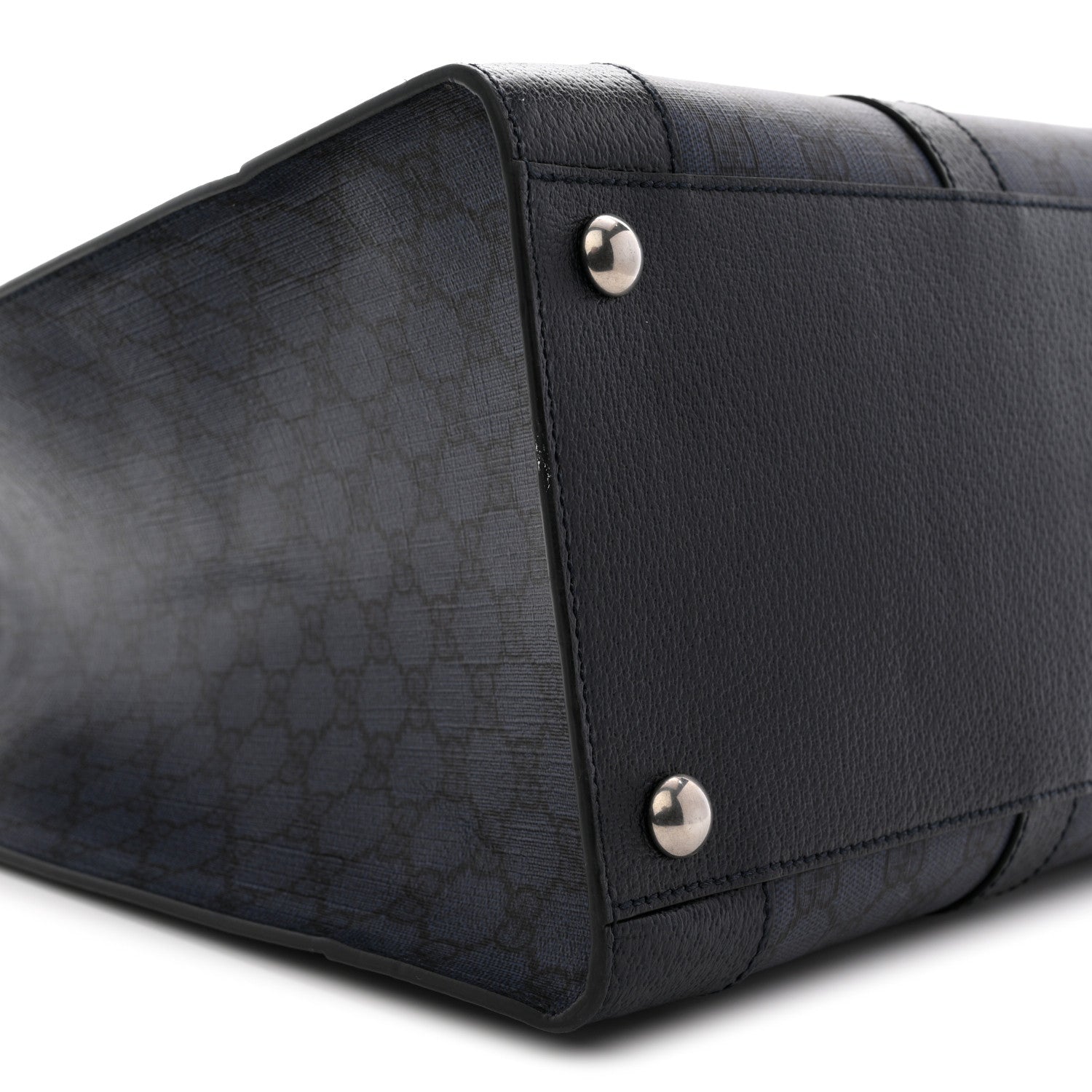 Gucci GG Supreme Monogram Textured Dollar Calfskin Large Ophidia Tote Bag Black Blue