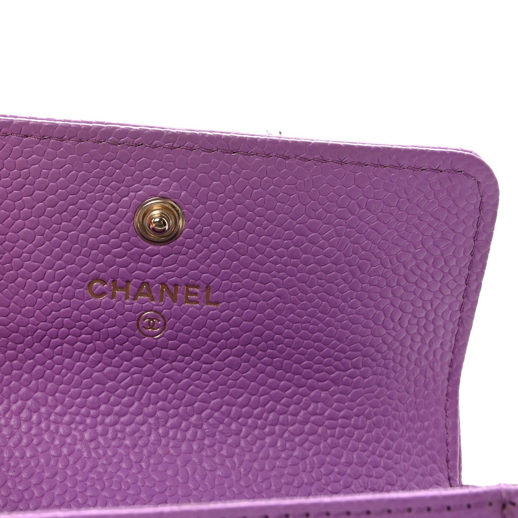 Caviar Quilted Boy Flap Card Holder Purple