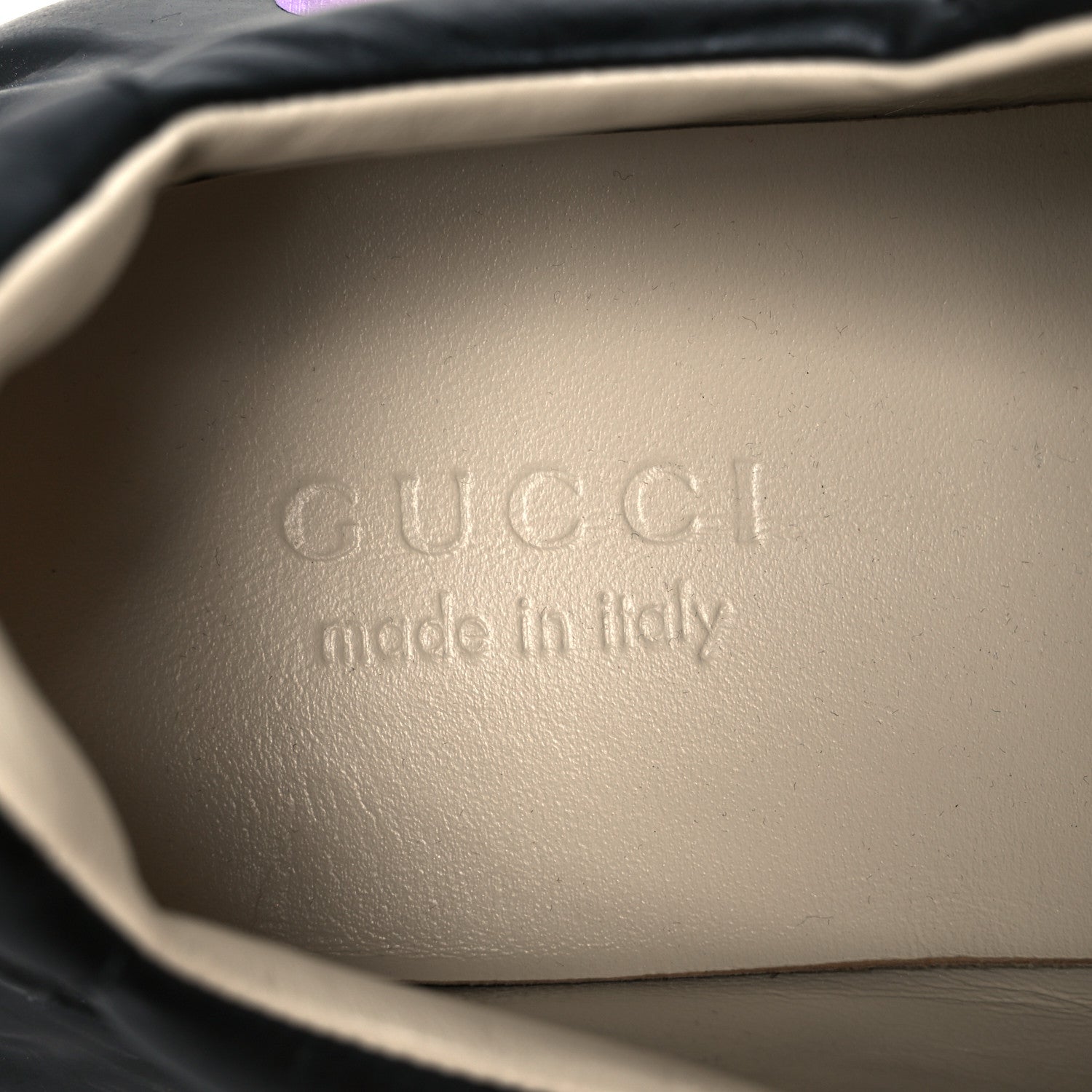 Gucci Calfskin Iridescent Logo Mens Rhyton Sneakers 8.5 Black