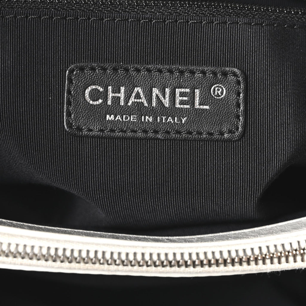 Chanel Glazed Calfskin Quilted Small Chain Me Tote Dark White