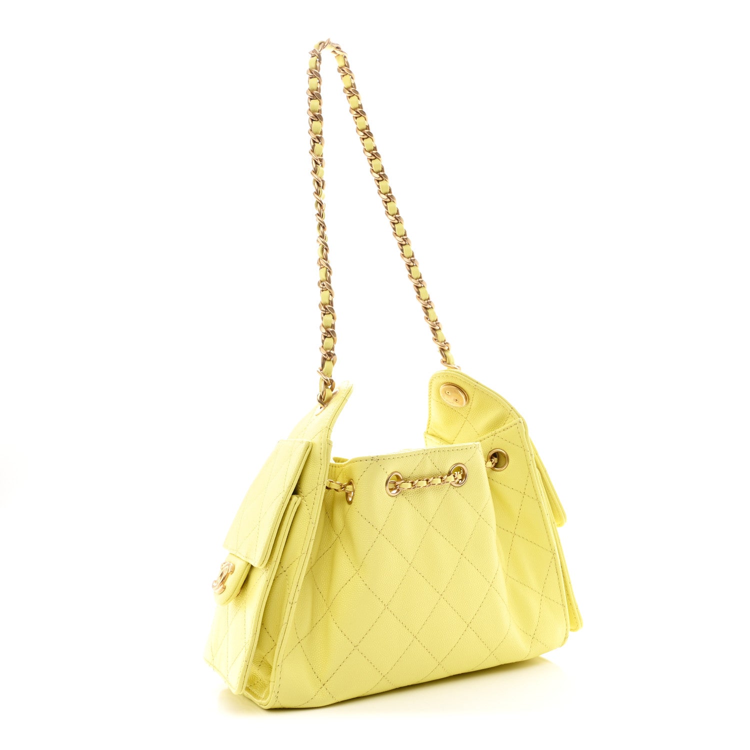 Chanel Caviar Quilted Mini Chanel 25 Handbag Light Yellow