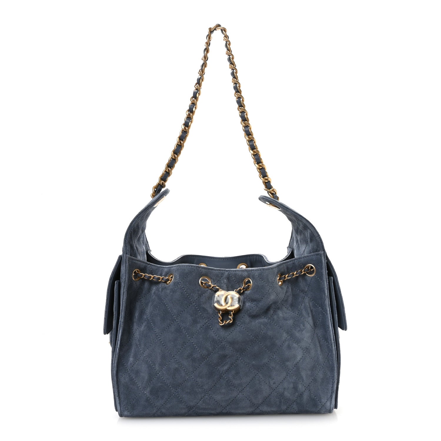 Chanel Suede Quilted Small Chanel 25 Handbag Blue
