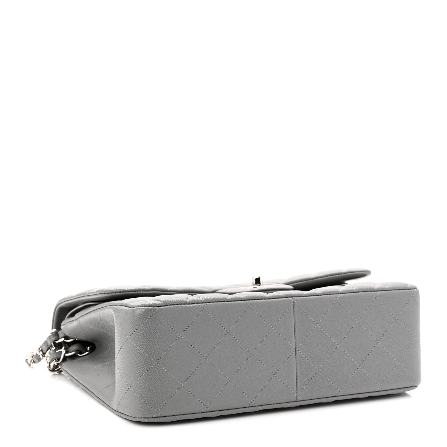 Chanel Caviar Quilted Jumbo Double Flap Grey
