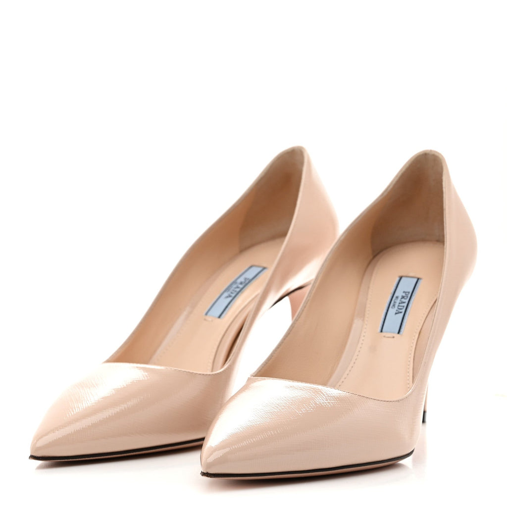 Prada Saffiano Patent Pumps 38.5 Cipria