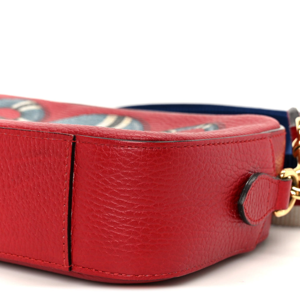 Gucci Grained Calfskin Sylvie Web Kingsnake Small Camera Bag Red Multicolor