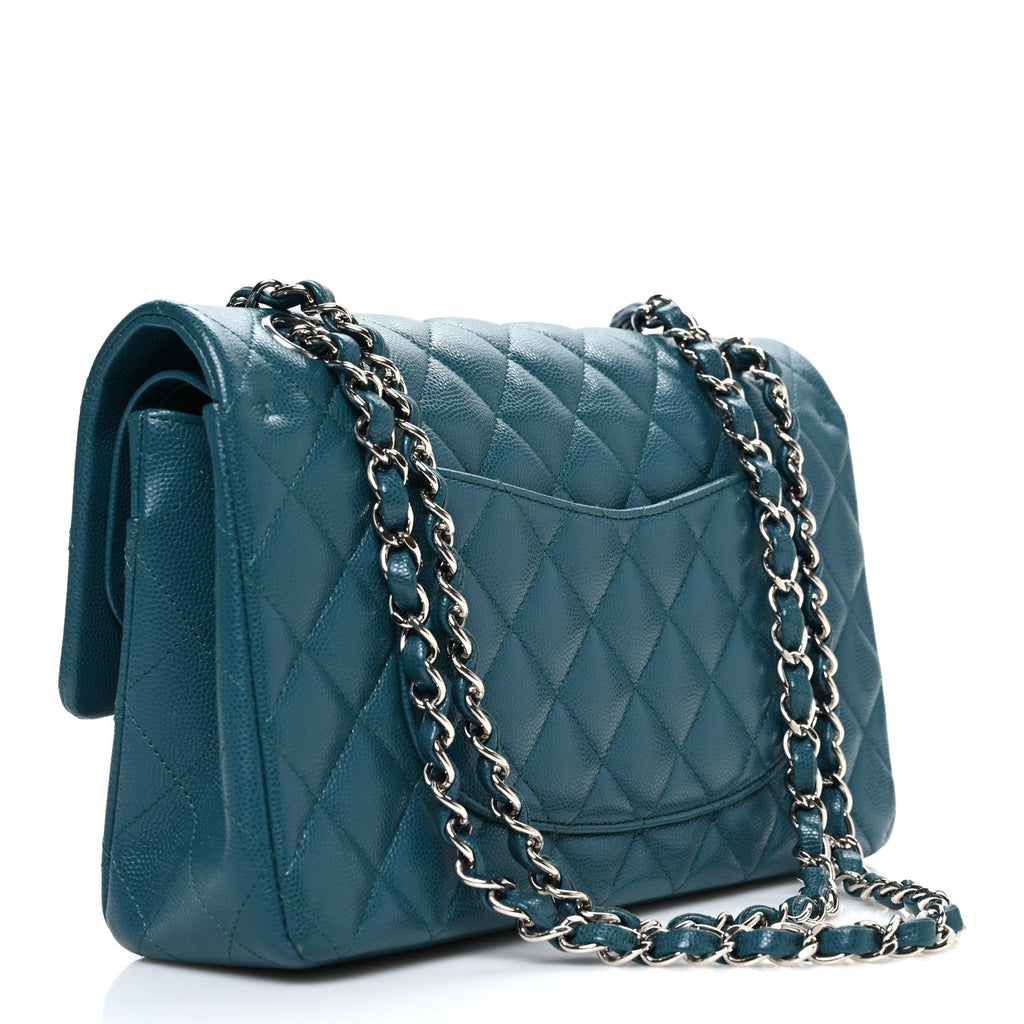 Chanel Caviar Quilted Medium Double Flap Dark Turquoise