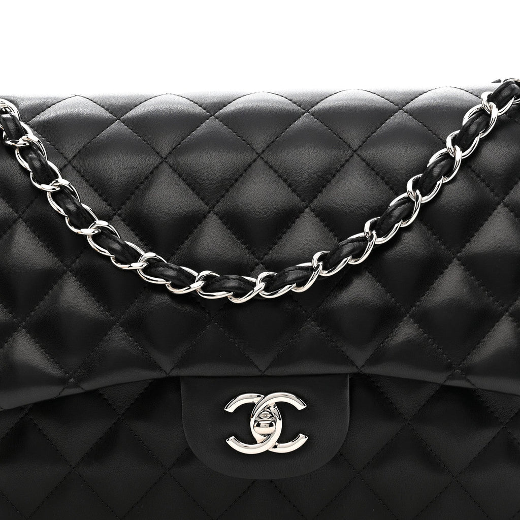 Chanel Lambskin Quilted Jumbo Double Flap Black
