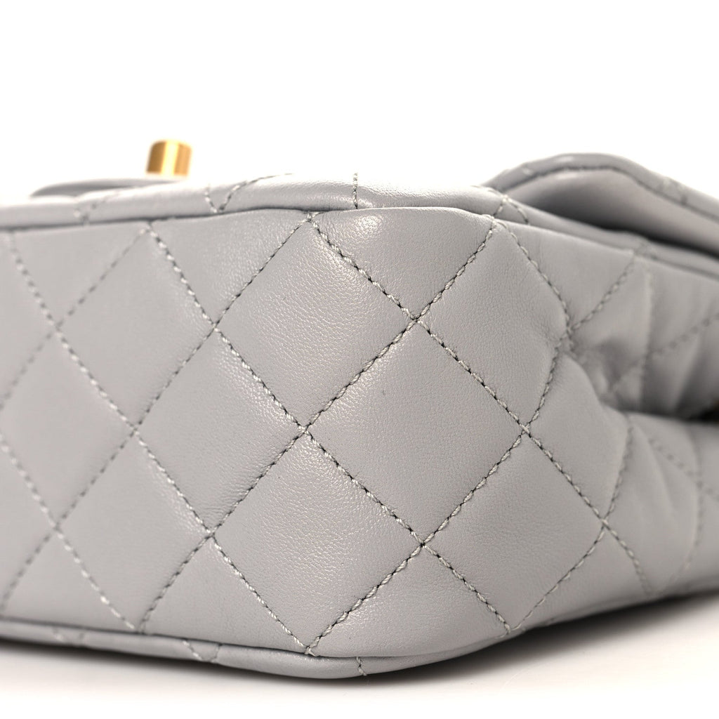 Chanel Lambskin Quilted Mini Pearl Crush Flap Light Grey