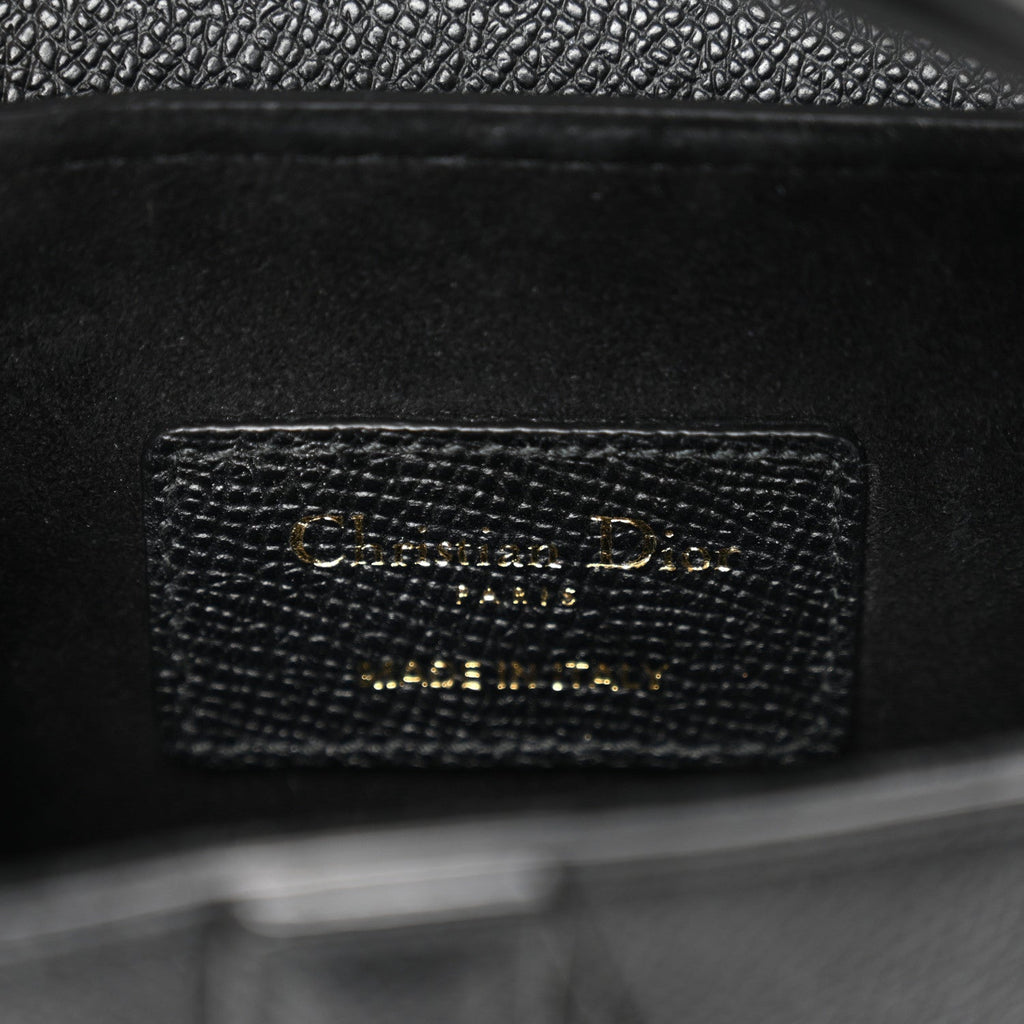 Christian Dior Grained Calfskin Mini Saddle Bag With Strap Black