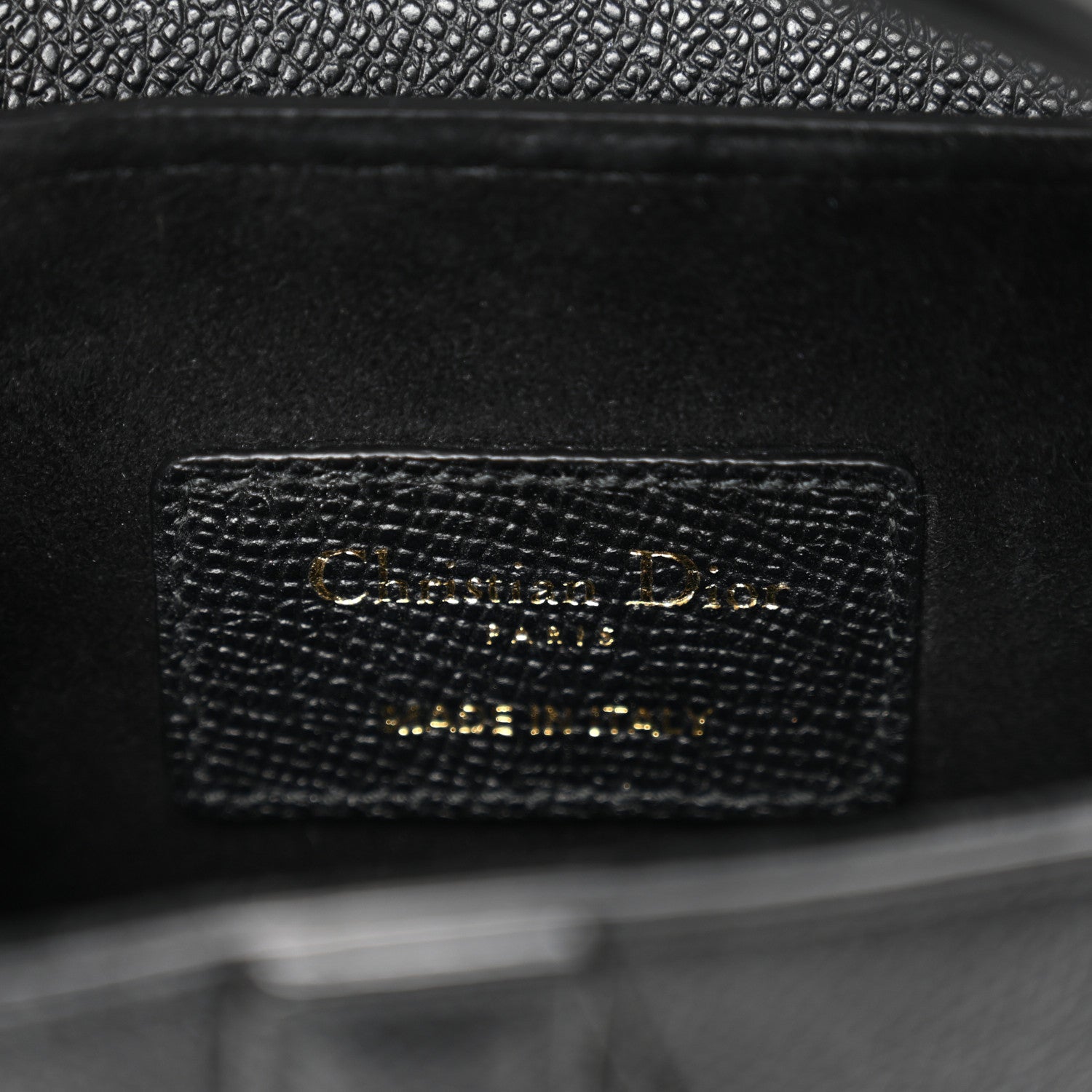 Christian Dior Grained Calfskin Mini Saddle Bag With Strap Black