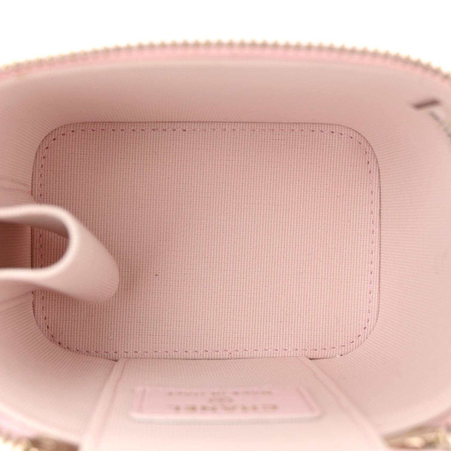 Chanel Lambskin Quilted Mini Vanity Case With Pearl Chain Light Pink