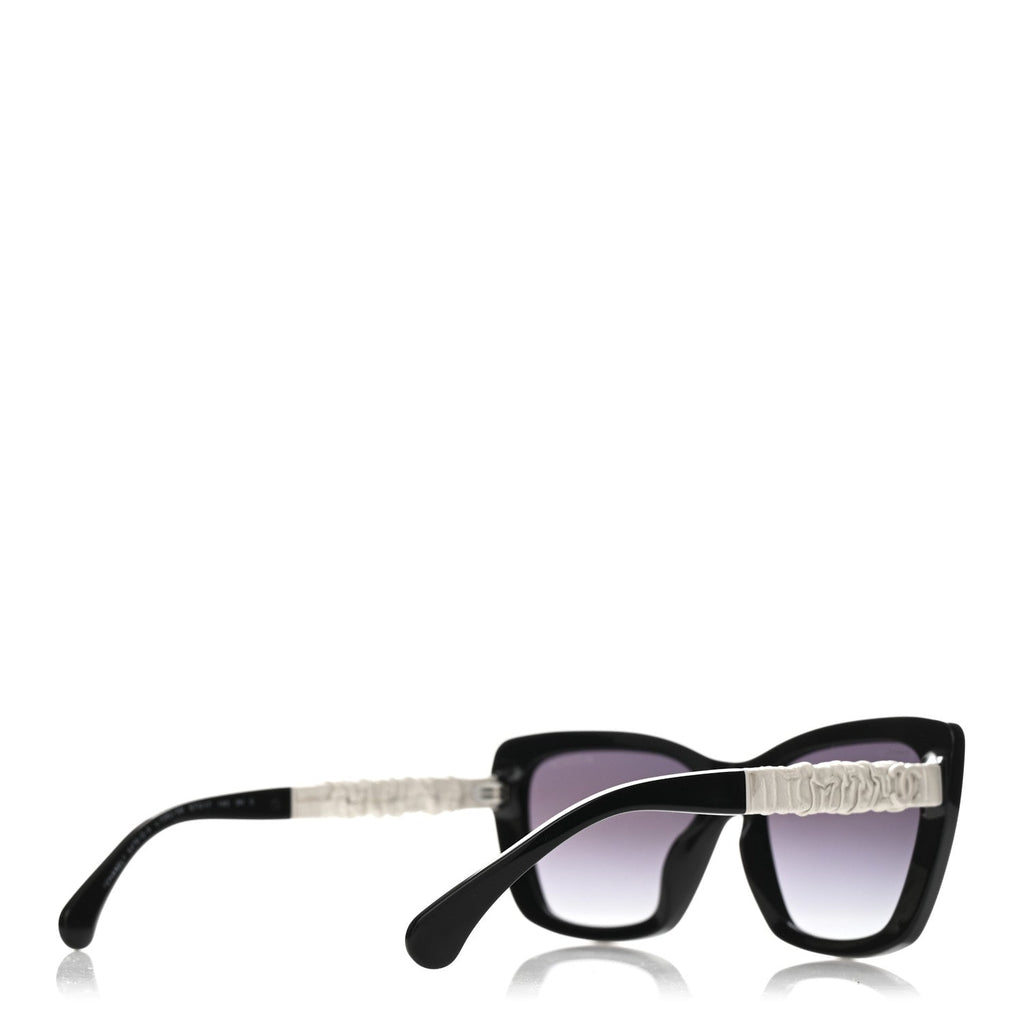 Acetate Calfskin Square Sunglasses 5476-Q-A Black White