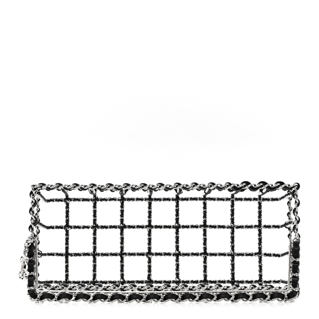 Chanel Brass Calfskin Grocery By Chanel Minaudiere Shopping Basket Silver
