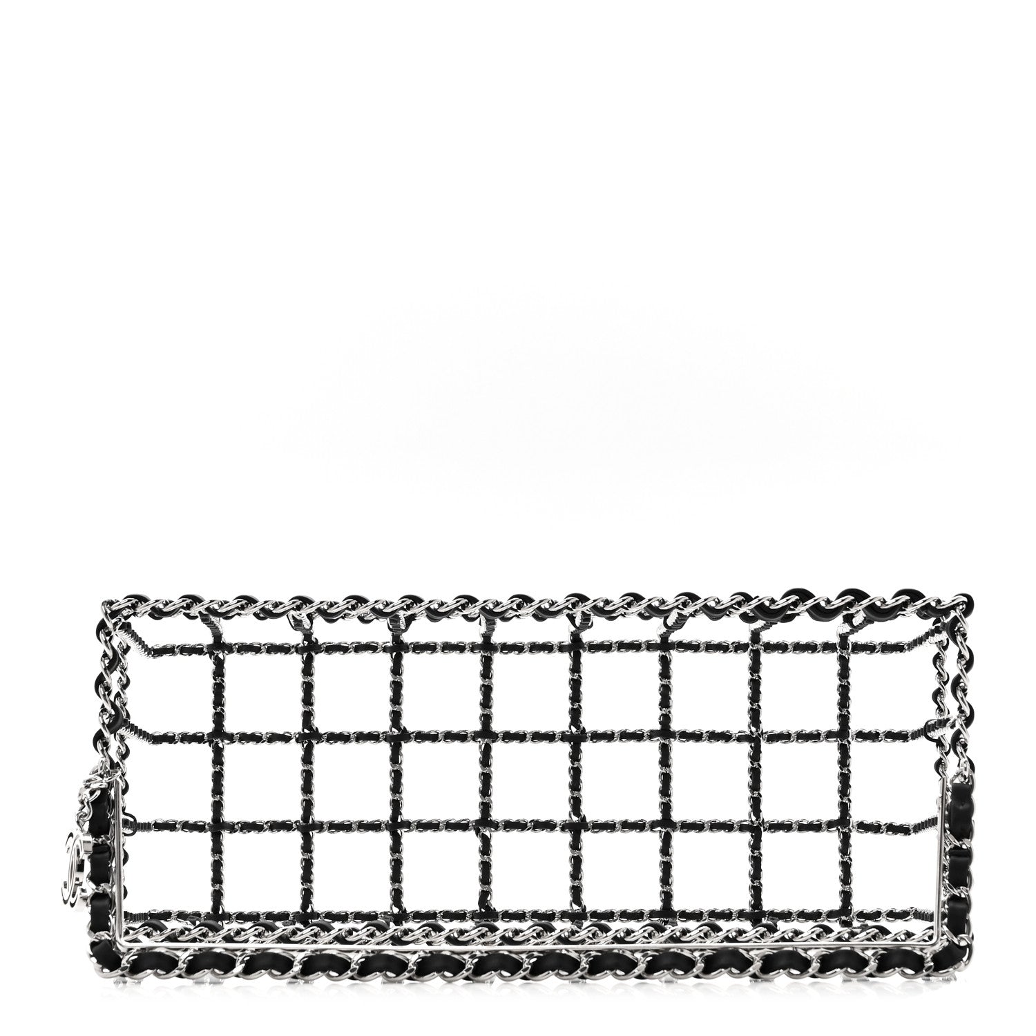 Chanel Brass Calfskin Grocery By Chanel Minaudiere Shopping Basket Silver
