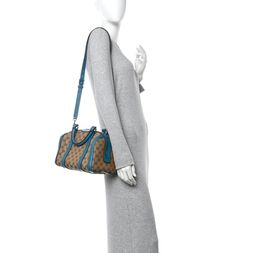 Gucci Monogram Small Boston Beige Deep Cobalt