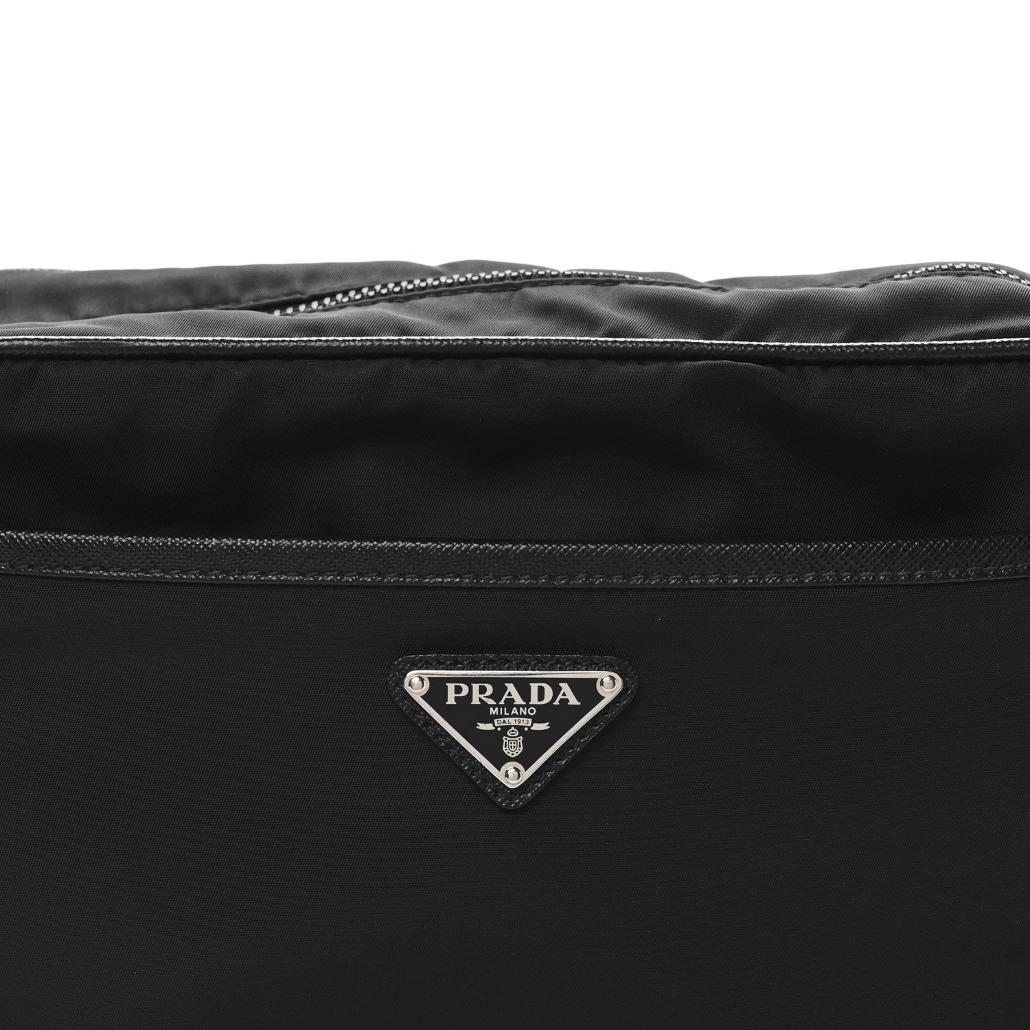 Prada Re-Nylon Vela Saffiano Pocket Double Zip Shoulder Bag Black