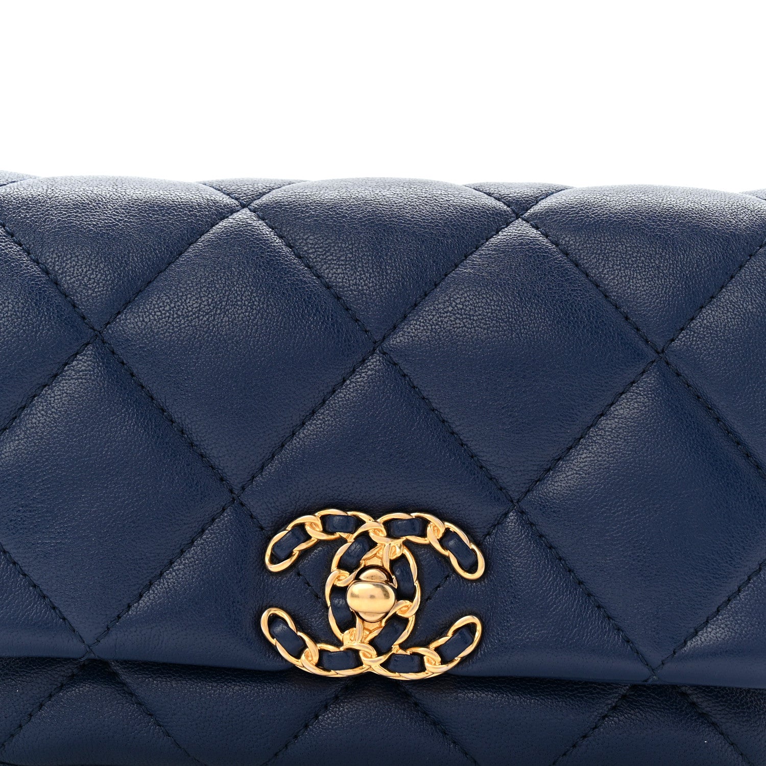 Chanel Goatskin Quilted Chanel 19 Waist Bag Dark Blue