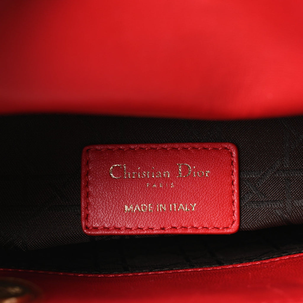 Christian Dior Lambskin Cannage Small Lucky Badges Lady Dior Red