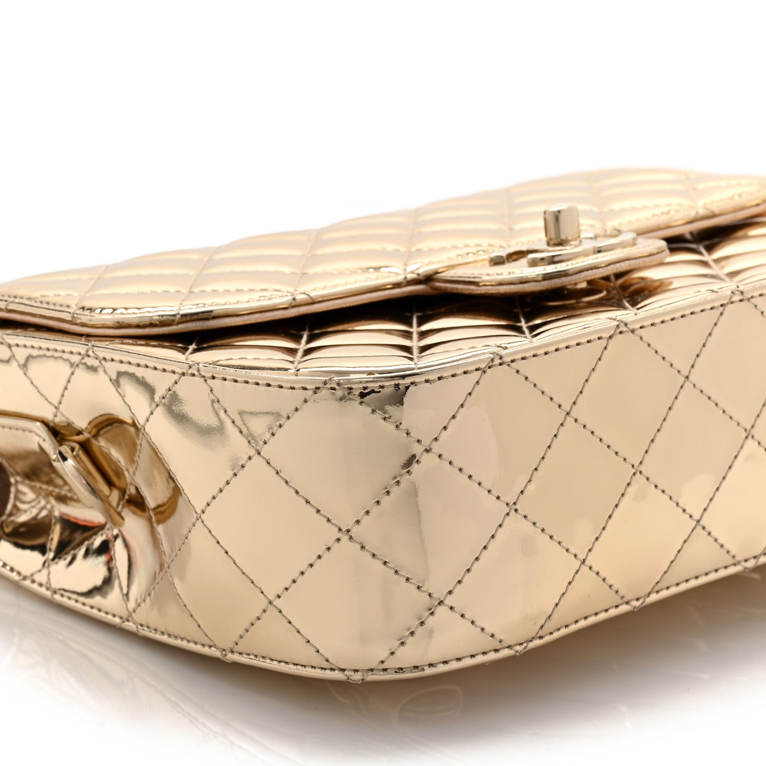 Chanel Mirror Calfskin Metallic Calfskin Quilted Hollywood Boulevard Backpack With Coin Purse Gold