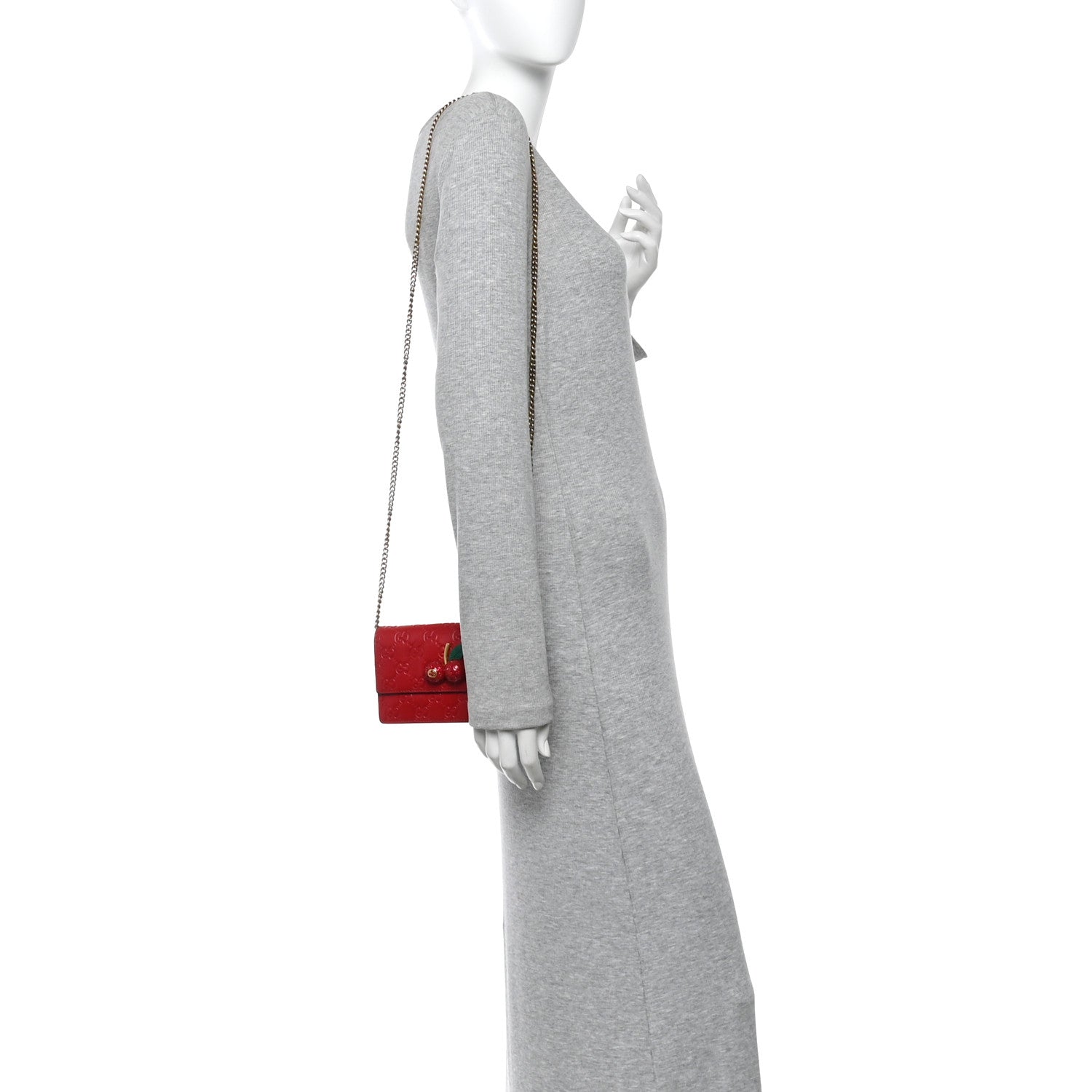 Gucci Guccissima Mini Cherry Chain Bag Hibiscus Red