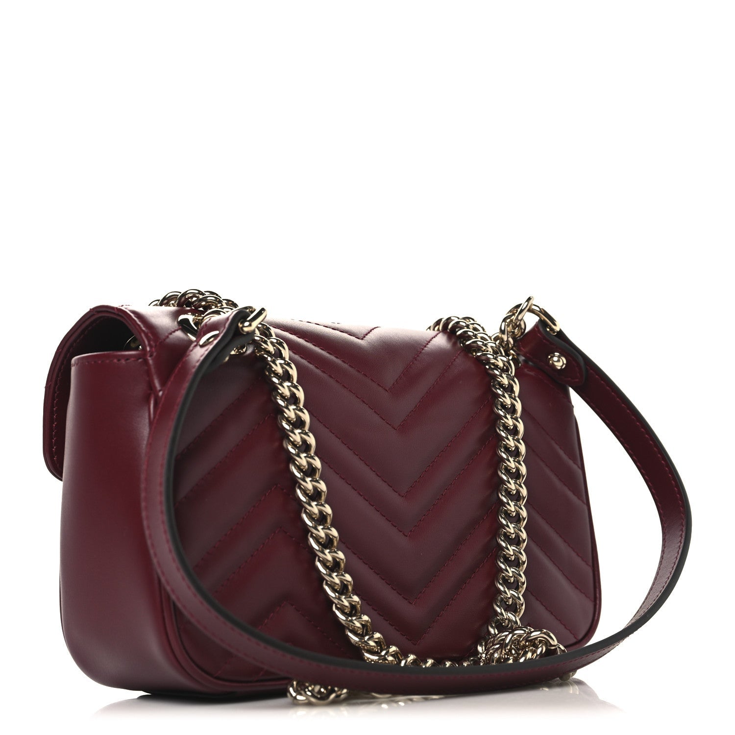 Gucci Calfskin Matelasse Small GG Marmont Shoulder Bag Rosso Ancora